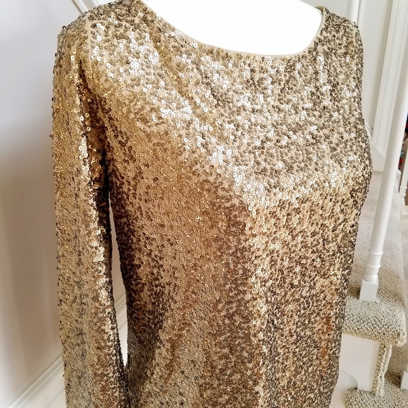 New! J Crew Gold Sequin Boatneck Top in Small - Picture 3 of 8